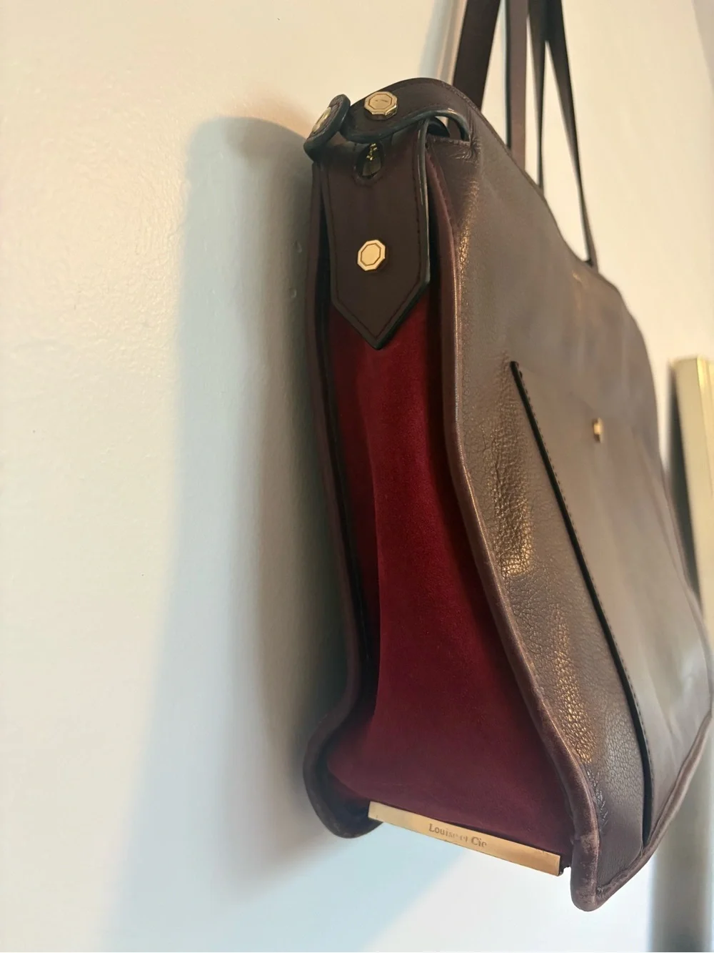 Louise et Cie Aubergine/Rosewood Leather Laptop Tote